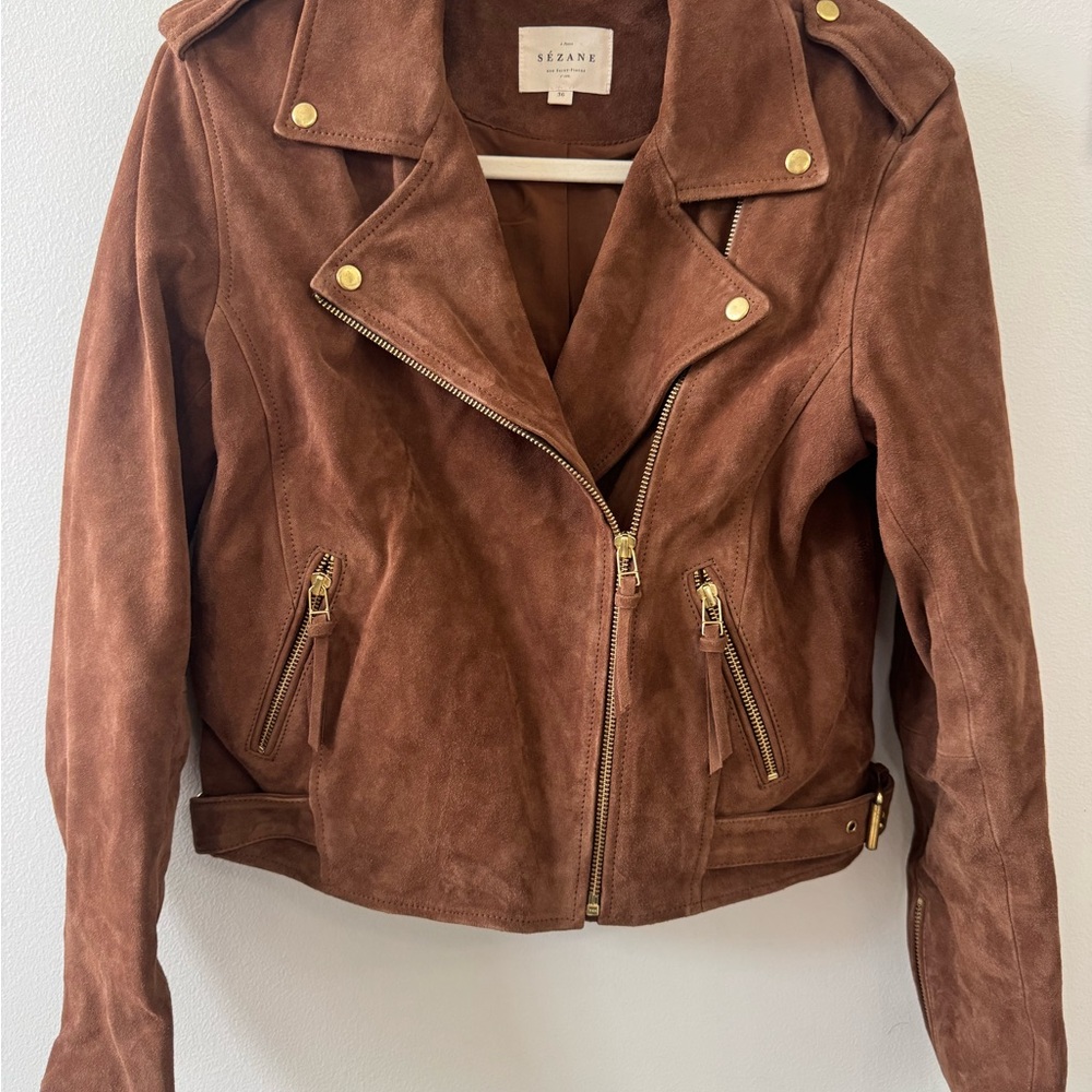 Sezane Zig Camel Leather Jacket - image 4